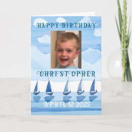 Carte joyeux anniversaire voiliers garçon coloriage