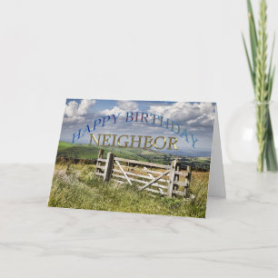 Carte Joyeux Anniversaire Voisin, paysage avec une porte