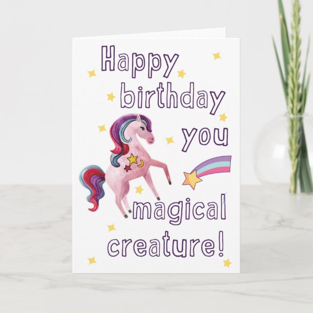 Carte Joyeux anniversaire vous créature magique - Cute U (Devant)