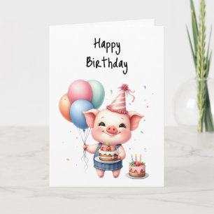 Carte Joyeux Anniversaire Vous Fêtez Animal Cake Balloon
