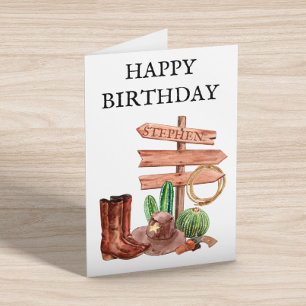 Carte Joyeux anniversaire Western Cowboy Boots