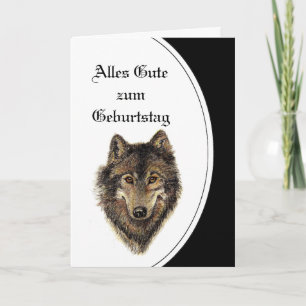 Carte Joyeux anniversaire, Wolf, German