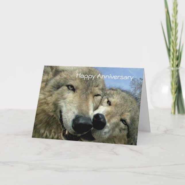 Carte Joyeux anniversaire - Wolf Mates - pour couple (Devant)