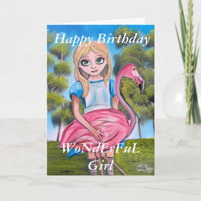 Carte Joyeux anniversaire, WoNdErFuL Girl Alice au pays  (Devant)