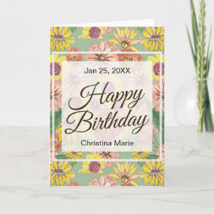 Carte Joyeux anniversaire Zinnia Flowers
