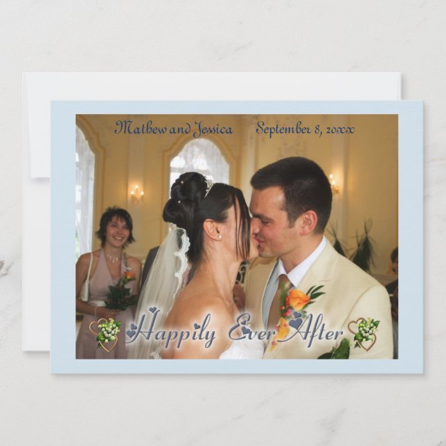 Carte Joyeux après avec Coeur Photo Mariage (Devant)