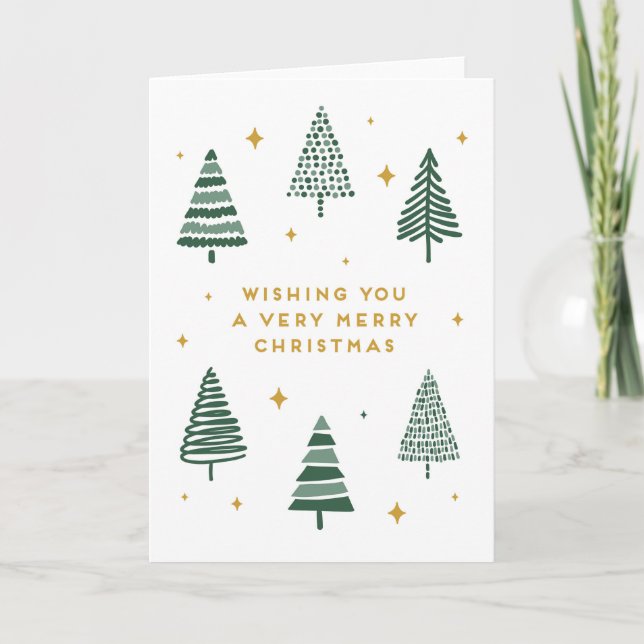 Carte Joyeux arbres de Noël aux étoiles (Devant)