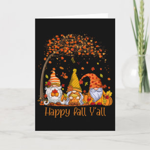 Carte Joyeux Automne à Tous Gnome Citrouille Feuilles D'