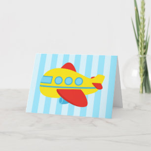 Carte Joyeux avion d'anniversaire, mignon et coloré