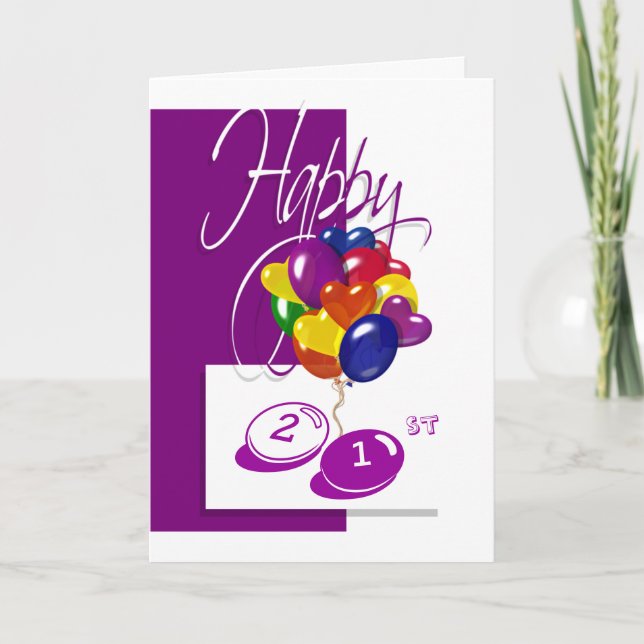 Carte Joyeux ballon de 21e anniversaire brillant à tout  (Devant)