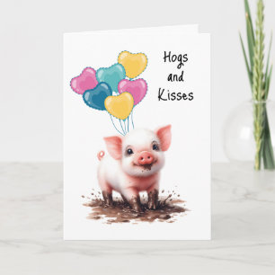 Carte Joyeux ballons d'anniversaire Cochon dans la boue 