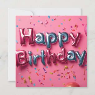 Carte Joyeux Ballons d'anniversaire et Confetti