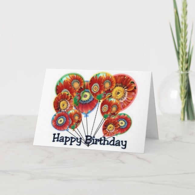 Carte Joyeux Ballons d'anniversaire (fille) (Devant)