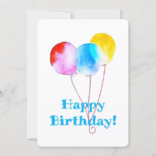 Carte Joyeux Ballons d'anniversaire Rouge Bleu Jaune