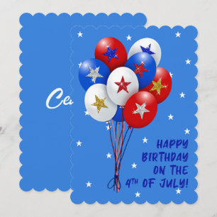 Carte Joyeux Ballons D'Anniversaire Sur 4 juillet