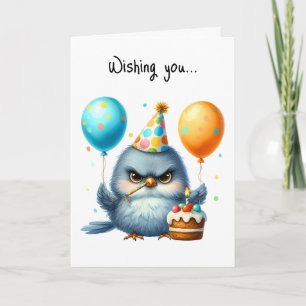 Carte Joyeux Ballons de gâteau aux oiseaux grincheux