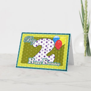 Carte Joyeux Ballons du 2ème anniversaire avec Big 2ème 