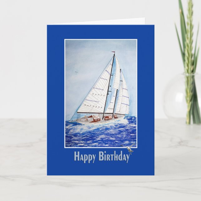Carte Joyeux bateau à voile d'anniversaire (Devant)