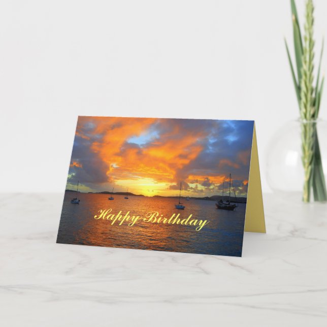 Carte Joyeux bateaux à voile d'anniversaire au Golden Su (Devant)