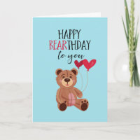 Joyeux Bearday mignon Teddy Bear Pun drôle Anniver