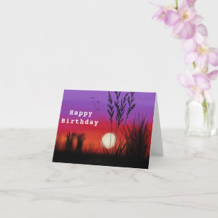 Carte Joyeux Birthday Card Lake Sunset Night Paysage
