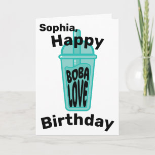 Carte Joyeux Boba Love Anniversaire Funny Turquoise Boba