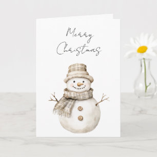 Carte Joyeux bonhomme de neige bio de Noël