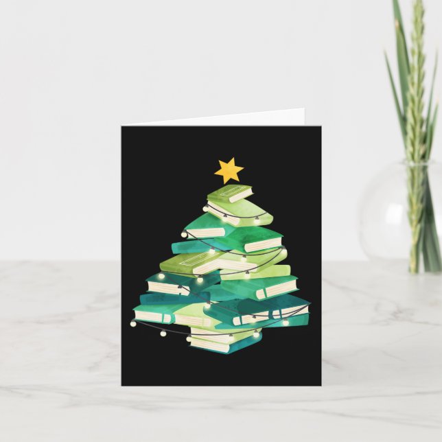Carte Joyeux Bookmas Livres Sapin Amusant Amateur de Lec (Devant)