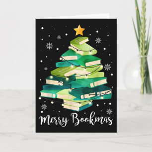 Carte Joyeux Bookmas Livres Sapin Amusement Lecteur Ch