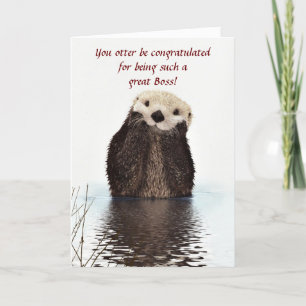 Carte Joyeux Boss Day avec loutre drôle Boss jour