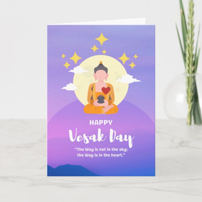 Carte Joyeux Bouddha du jour de Vesak avec coeur dans le (Devant)
