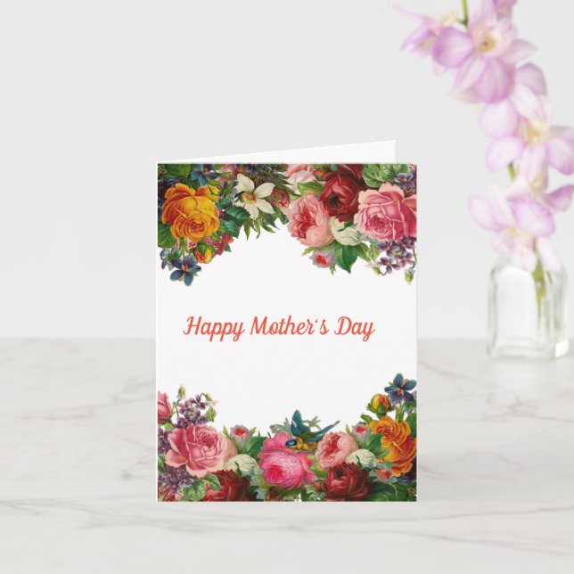 Carte Joyeux Bouquet de fleurs de la Fête des Mères (Orchidée)