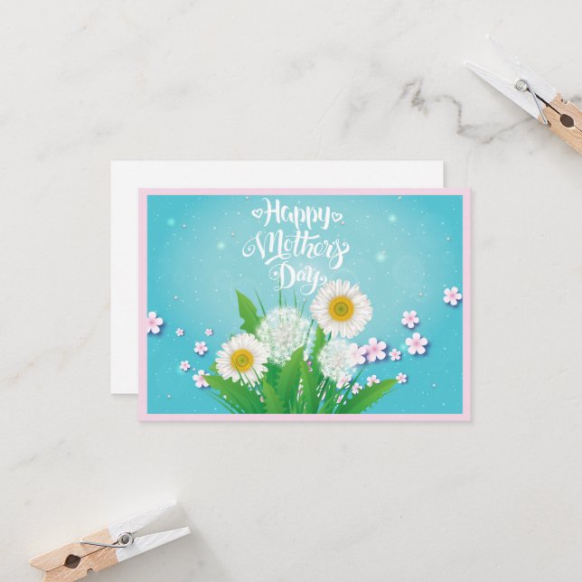 Carte Joyeux Bouquet Fleur sauvage de la Fête des Mères  (Devant/Arrière en situation)