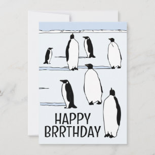 Carte Joyeux BRRthday Penguin Cool d'anniversaire d'hive