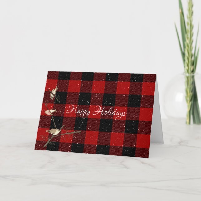 Carte Joyeux buffle des oiseaux de vacances plaid (Devant)