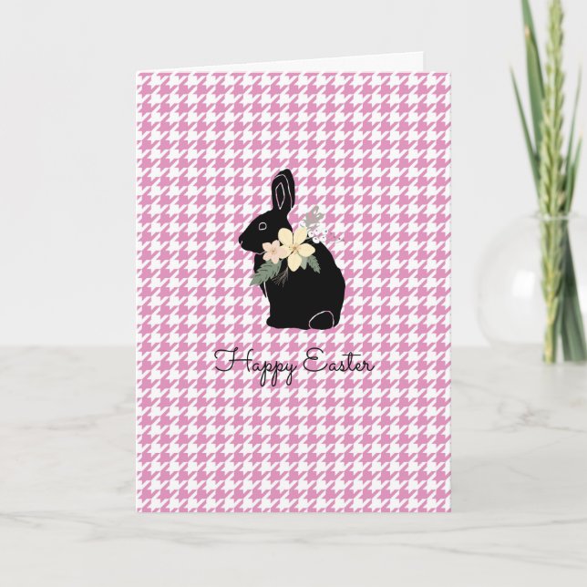 Carte Joyeux Bunny de Pâques Fleurs de silhouette Hounds (Devant)