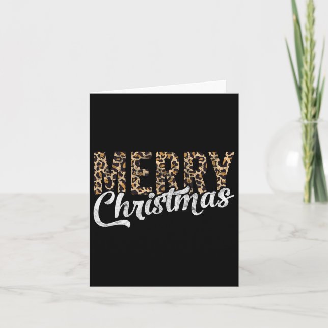Carte Joyeux cadeau de Noël famille Noël Noël Leopard Bu (Devant)