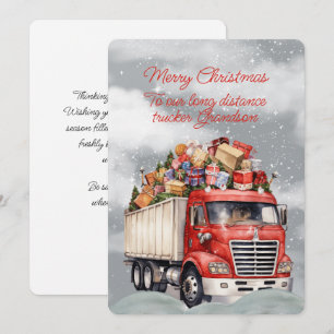 Carte Joyeux Camion longue distance de Noël Grandson