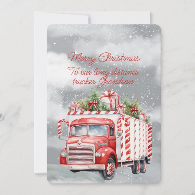 Carte Joyeux Camion longue distance de Noël Grandson (Devant)