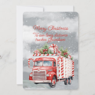 Carte Joyeux Camion longue distance de Noël Grandson