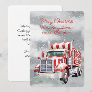Carte Joyeux Camion longue distance de Noël Grandson