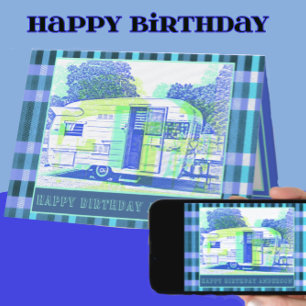Carte Joyeux Camper Vintage Trailer Joyeux anniversaire