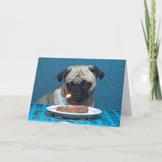 Carte Joyeux Carlin D'Anniversaire Avec Bougie À Vapeur 