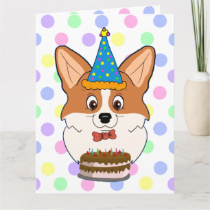 Carte Joyeux Cartoon de Corgi d'anniversaire