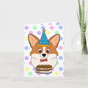 Carte Joyeux Cartoon de Corgi d'anniversaire