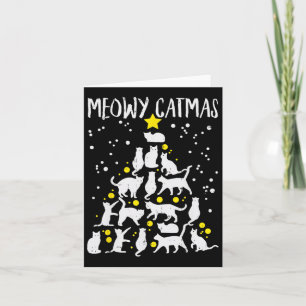 Carte Joyeux Catmas Meow Noël Arbre Catmas Chat Christ