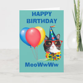 Carte Joyeux Chat d'Anniversaire au Casquette