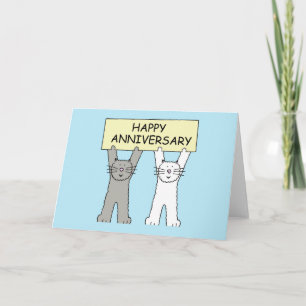 Carte Joyeux chats caricaturaux d'anniversaire