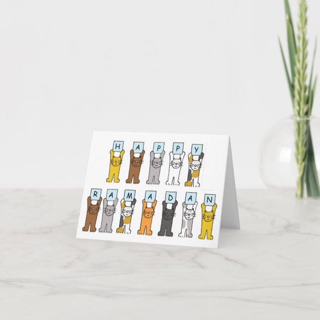 Carte Joyeux chats caricaturaux du Ramadan (Devant)