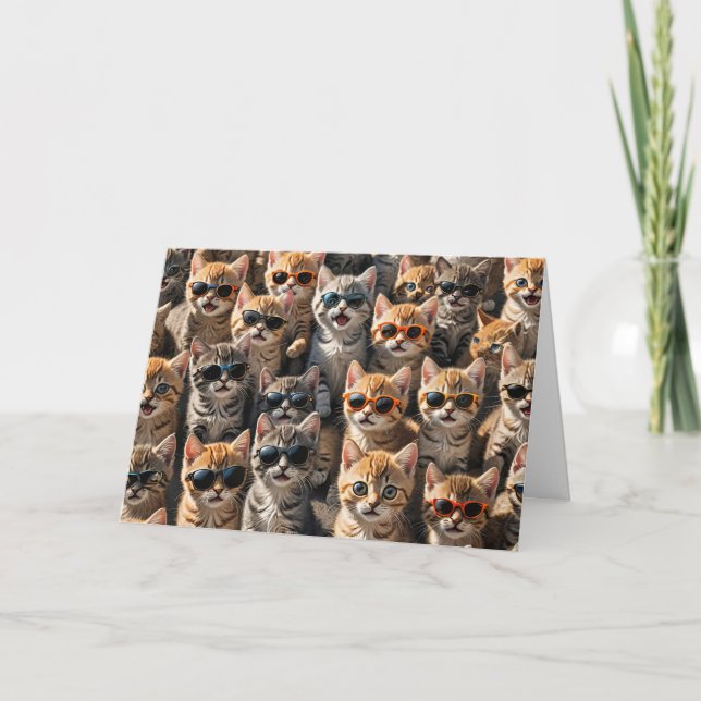 Carte Joyeux Chats d'Anniversaire Du Groupe (Devant)